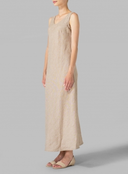 bias sleeveless linen cut dress