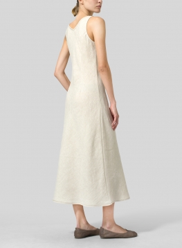 bias sleeveless linen cut dress plus vividlinen