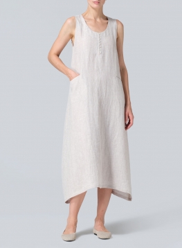 Linen Sleeveless Long Dress