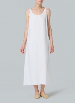 Linen A-line Cut Long Dress