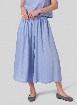 Linen Low Rise Wide Leg Pants