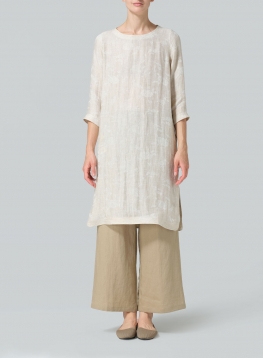 Linen Handmade Knot Jacquard Long Tunic