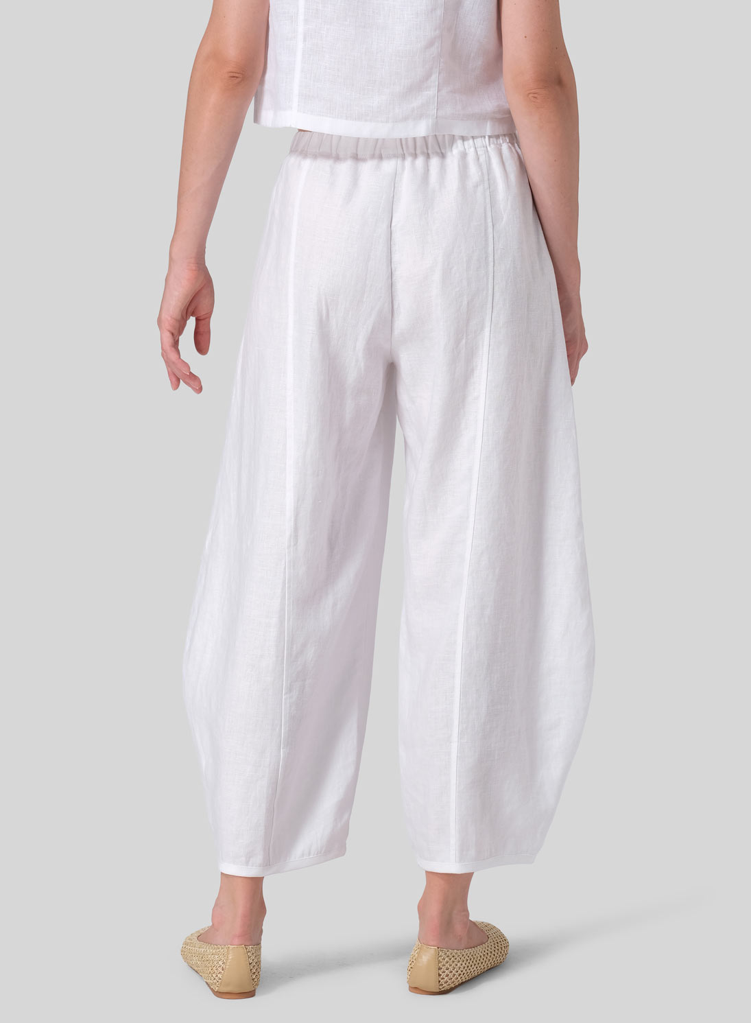 Linen Embroidered Cropped Pants