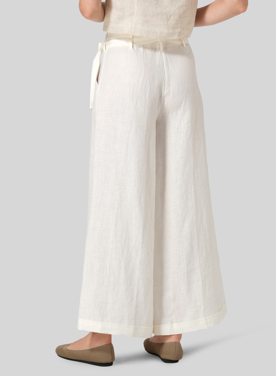 Linen Wide-Leg Extra Long Pants - Plus Size