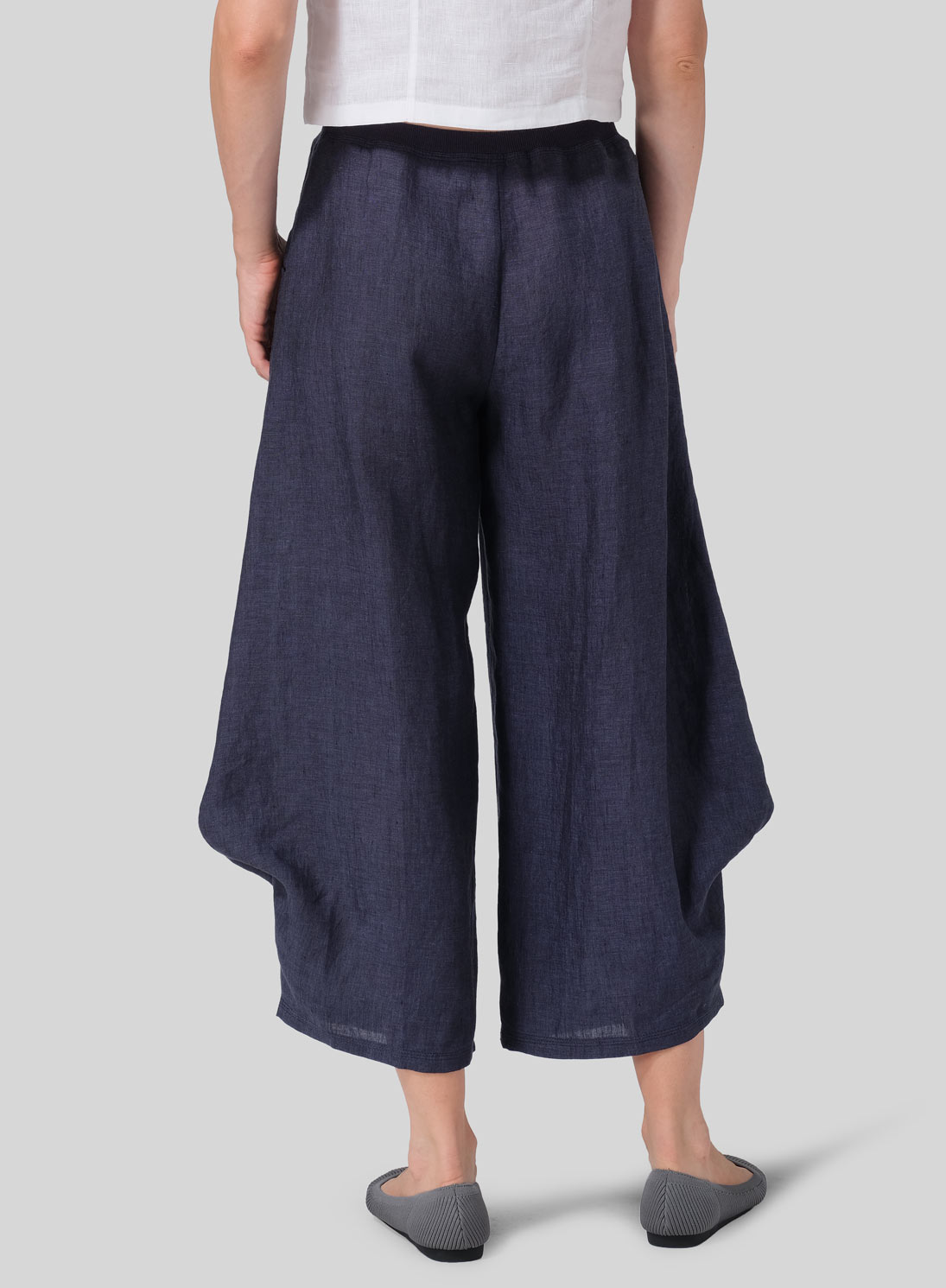 Linen Flared Leg Crop Pants