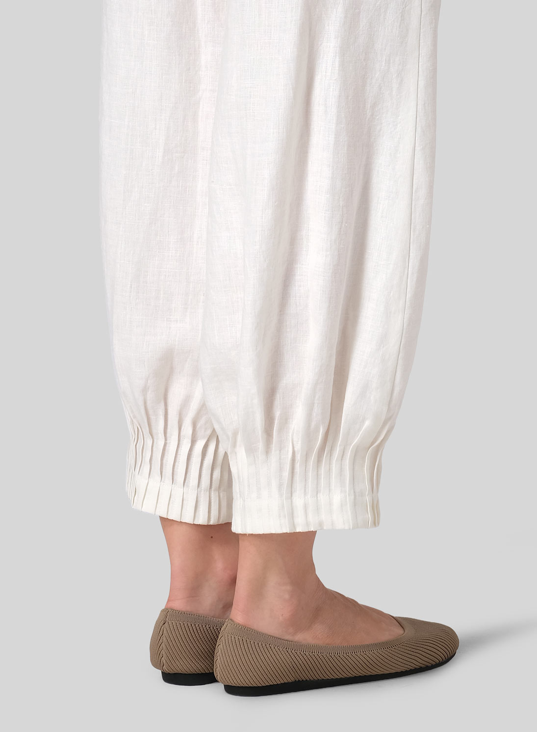 Linen Pleated Cuff Crop Pants