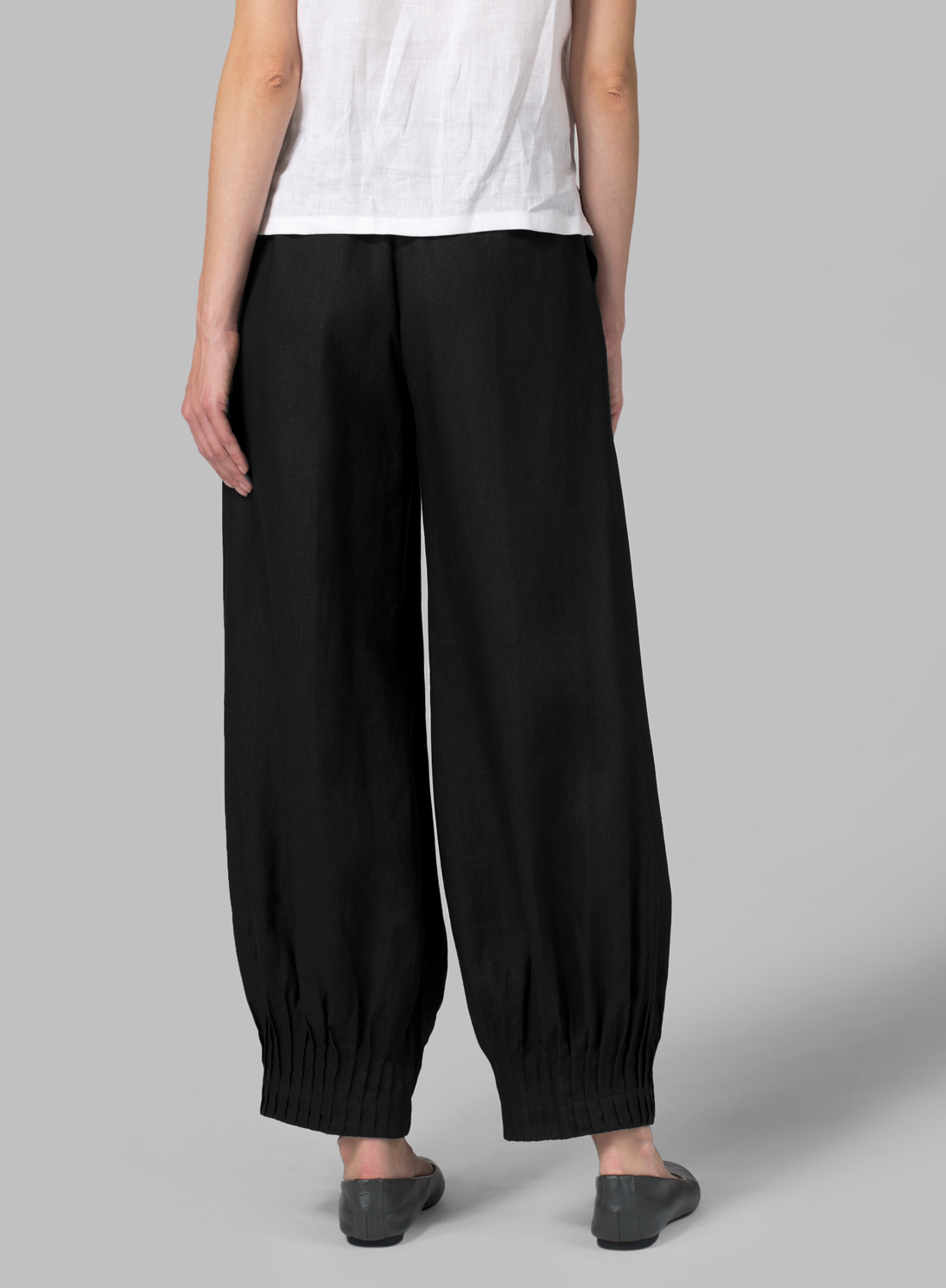 Linen Pleated Cuff Ankle Length Pants