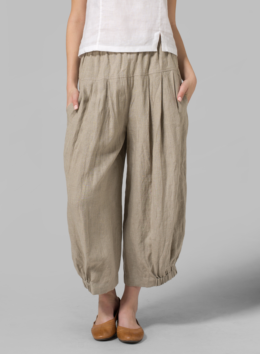 Linen Crumple Effect Harem Pants (Long)