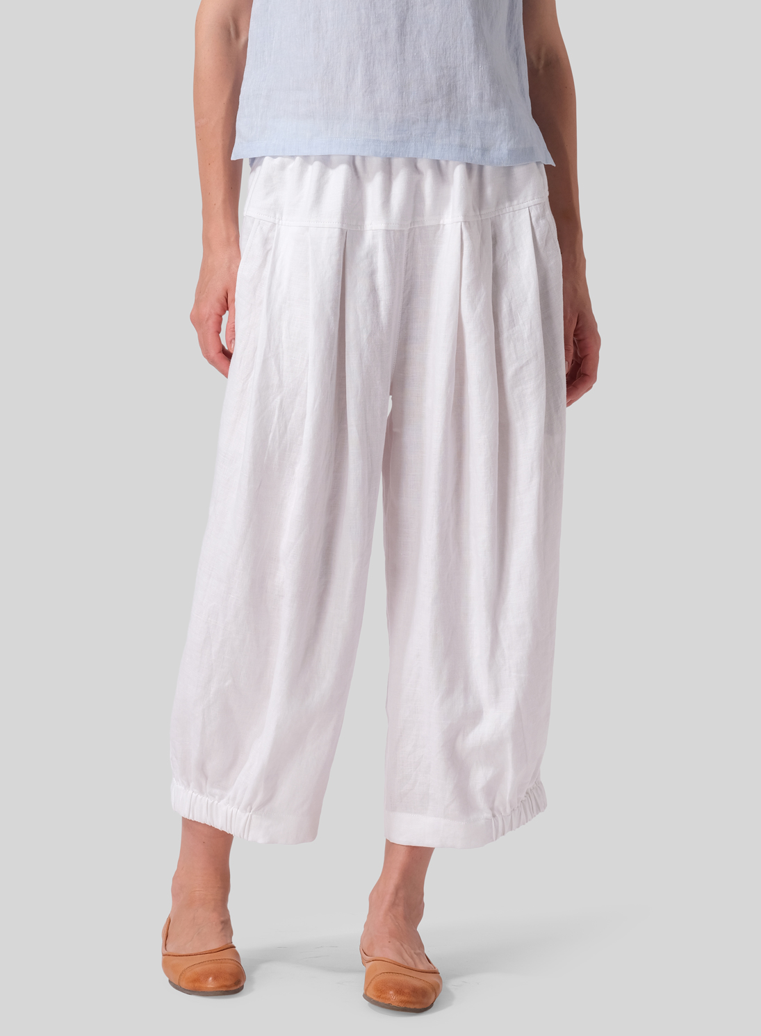 Linen Crumple Effect Harem Pants (Long)