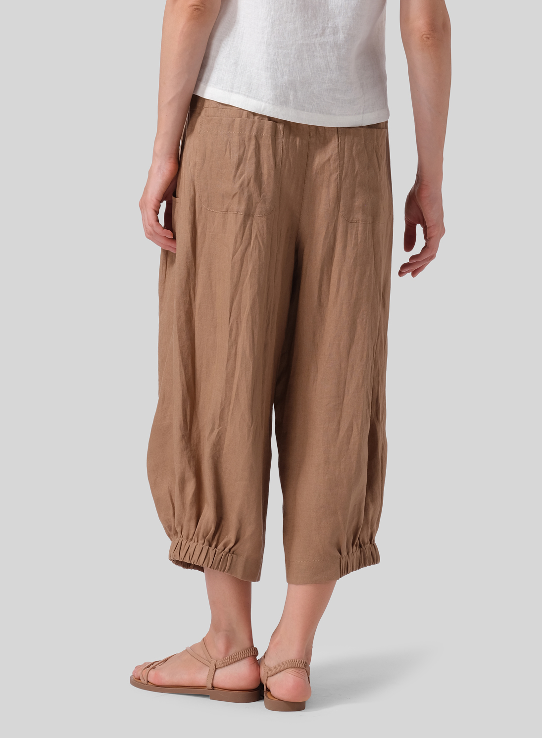 Linen Crumple Effect Harem Pants (Long)