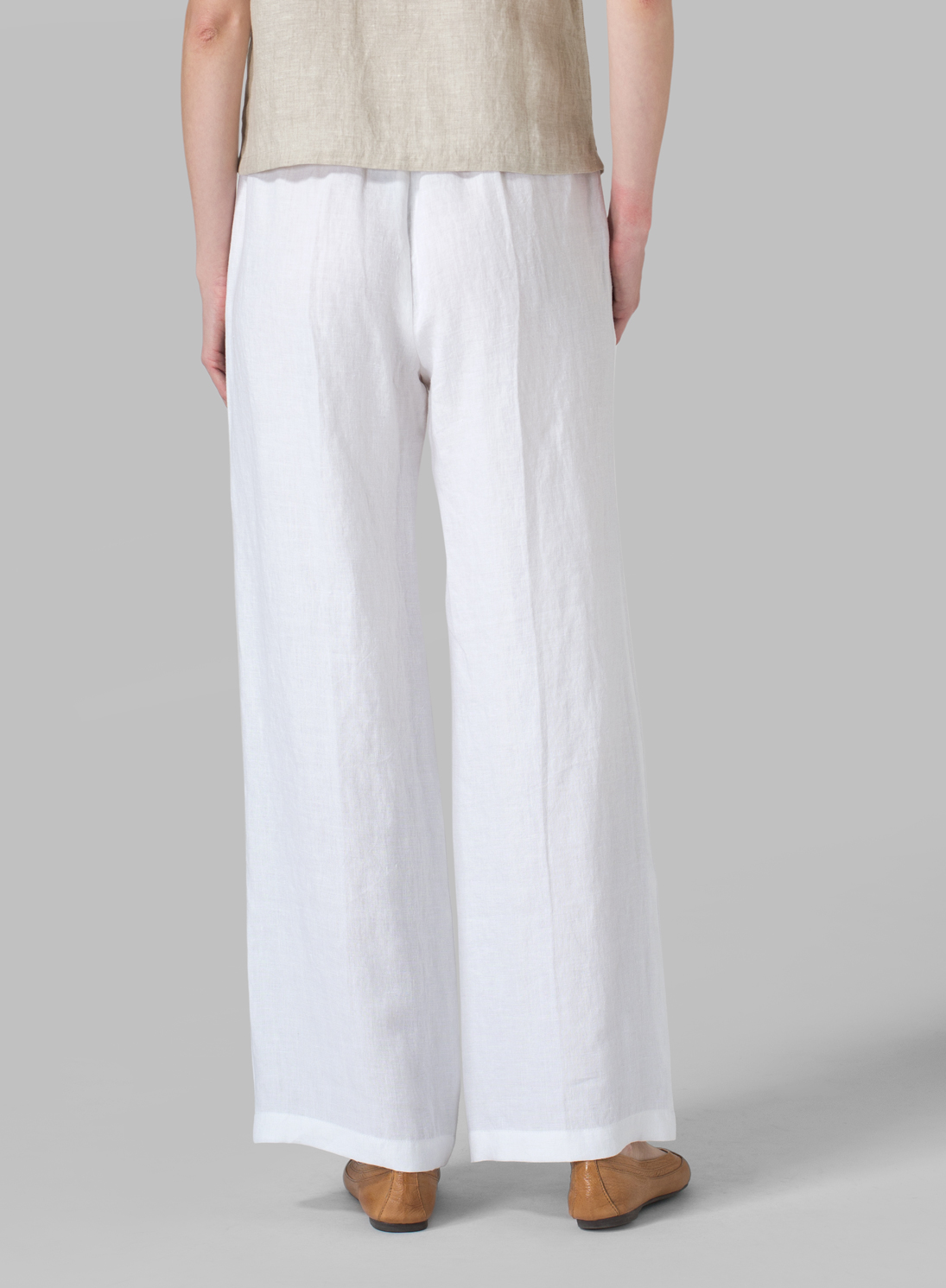 Linen Straight Pull-On Pants - Plus Size