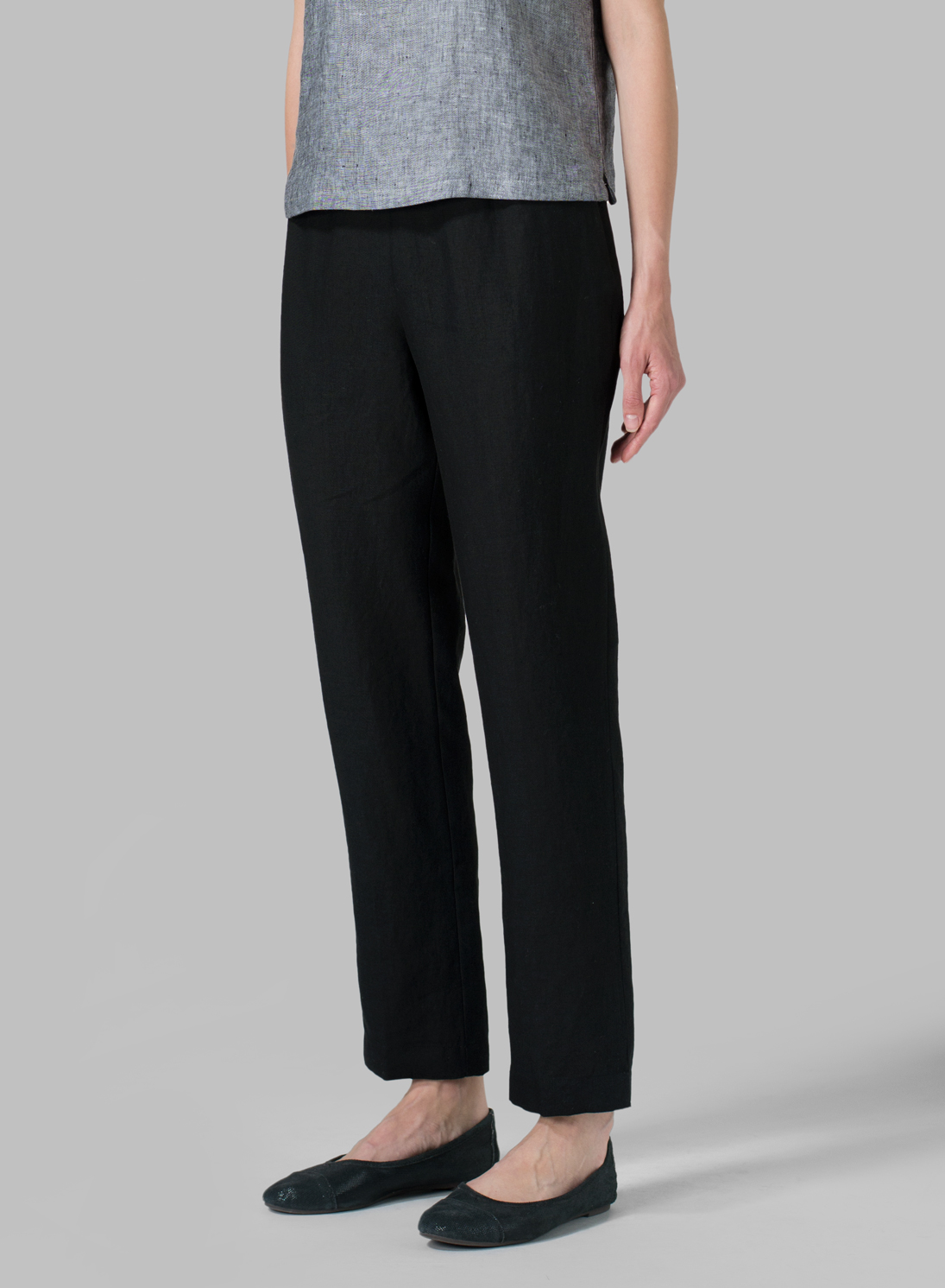 Linen Narrow Ankle Length Cropped Trousers