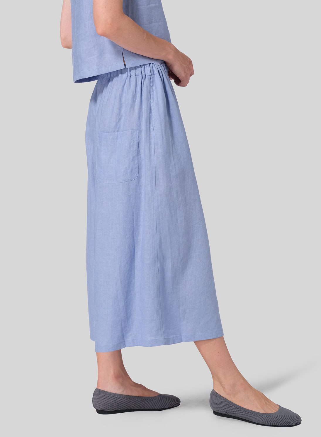 Linen Low Rise Wide Leg Pants