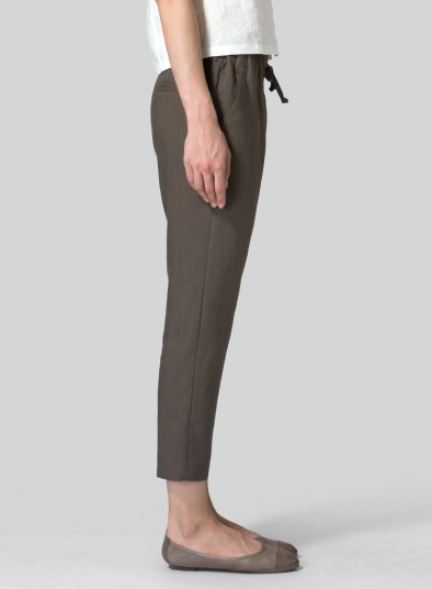 Linen Low Rise Narrow-Leg Cropped Pants