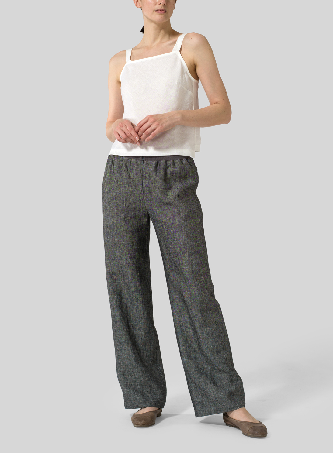 Womens Loose-leg Classic Linen Drawstring Trousers – Vivi-Direct