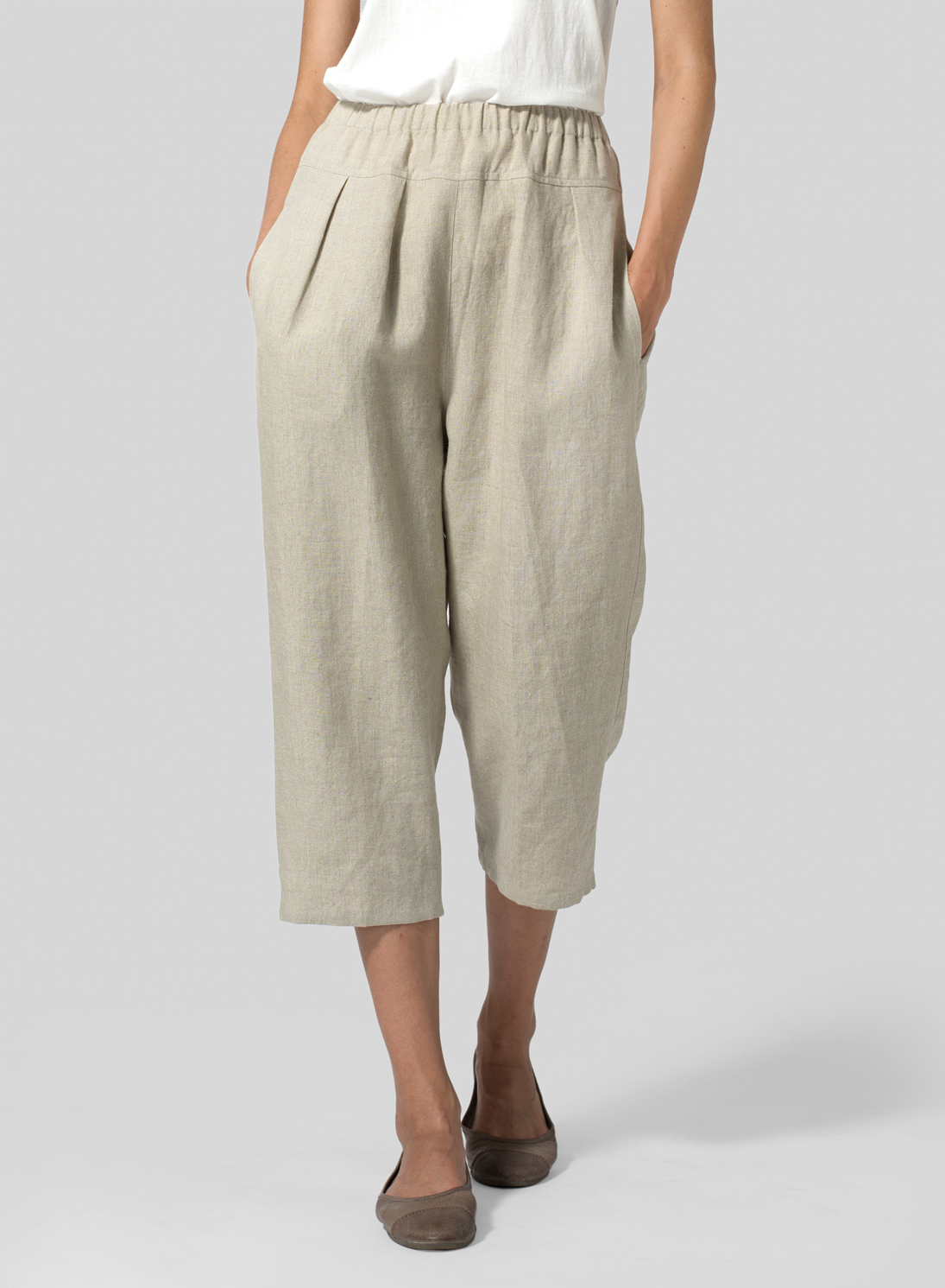 Efsteb Cotton Linen Pants for Women 2023 Fashion High Waist Short