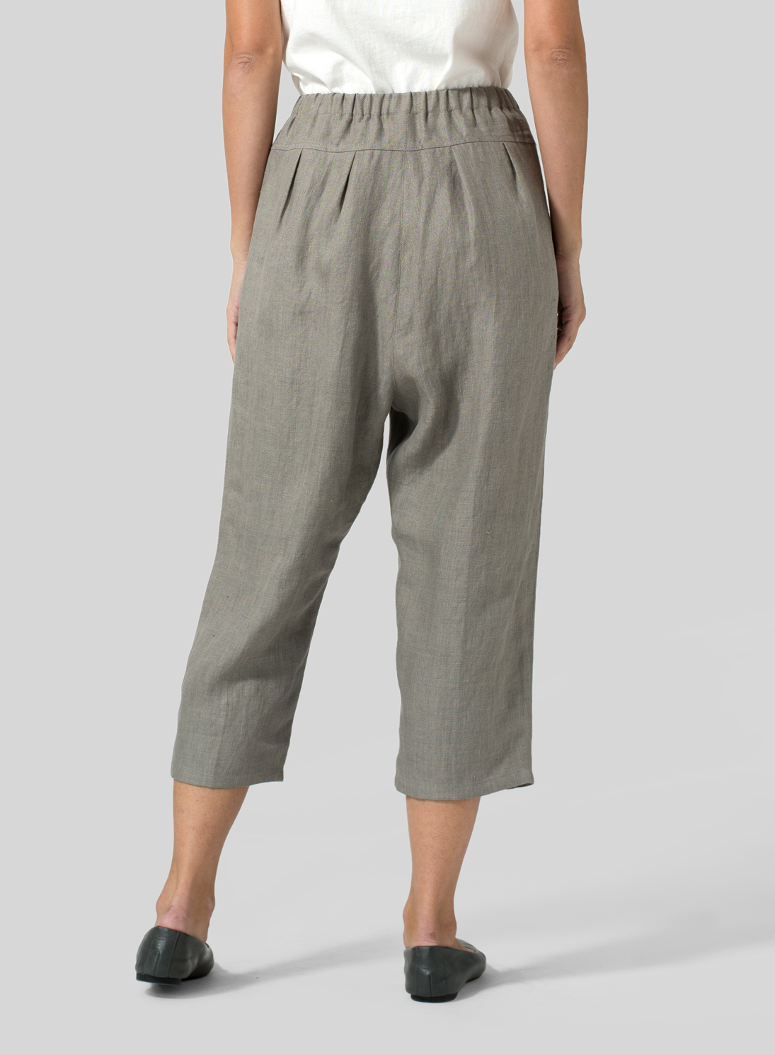 Linen High Waisted Full Elastic Pants