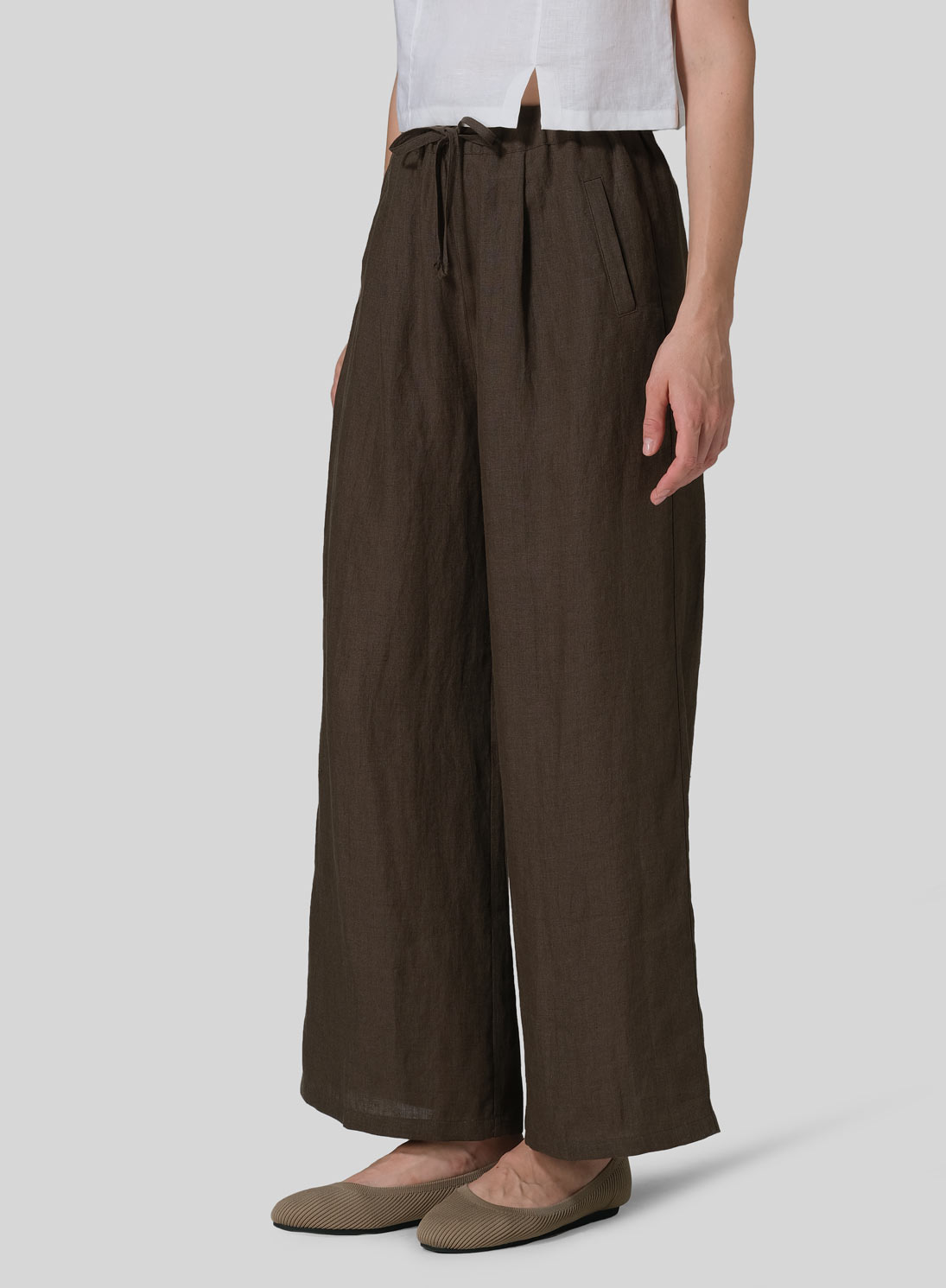 Linen Straight Elastic Long Pants