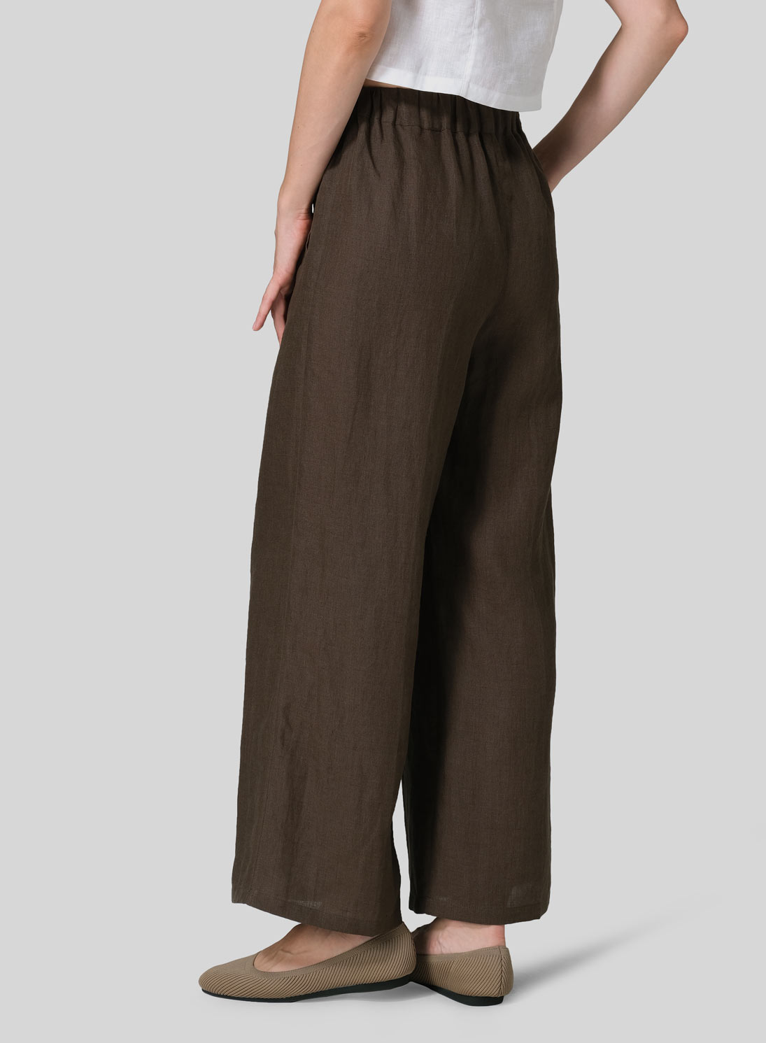 Linen Straight Elastic Long Pants