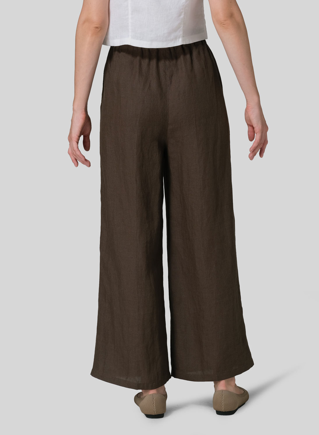 Linen Straight Elastic Long Pants