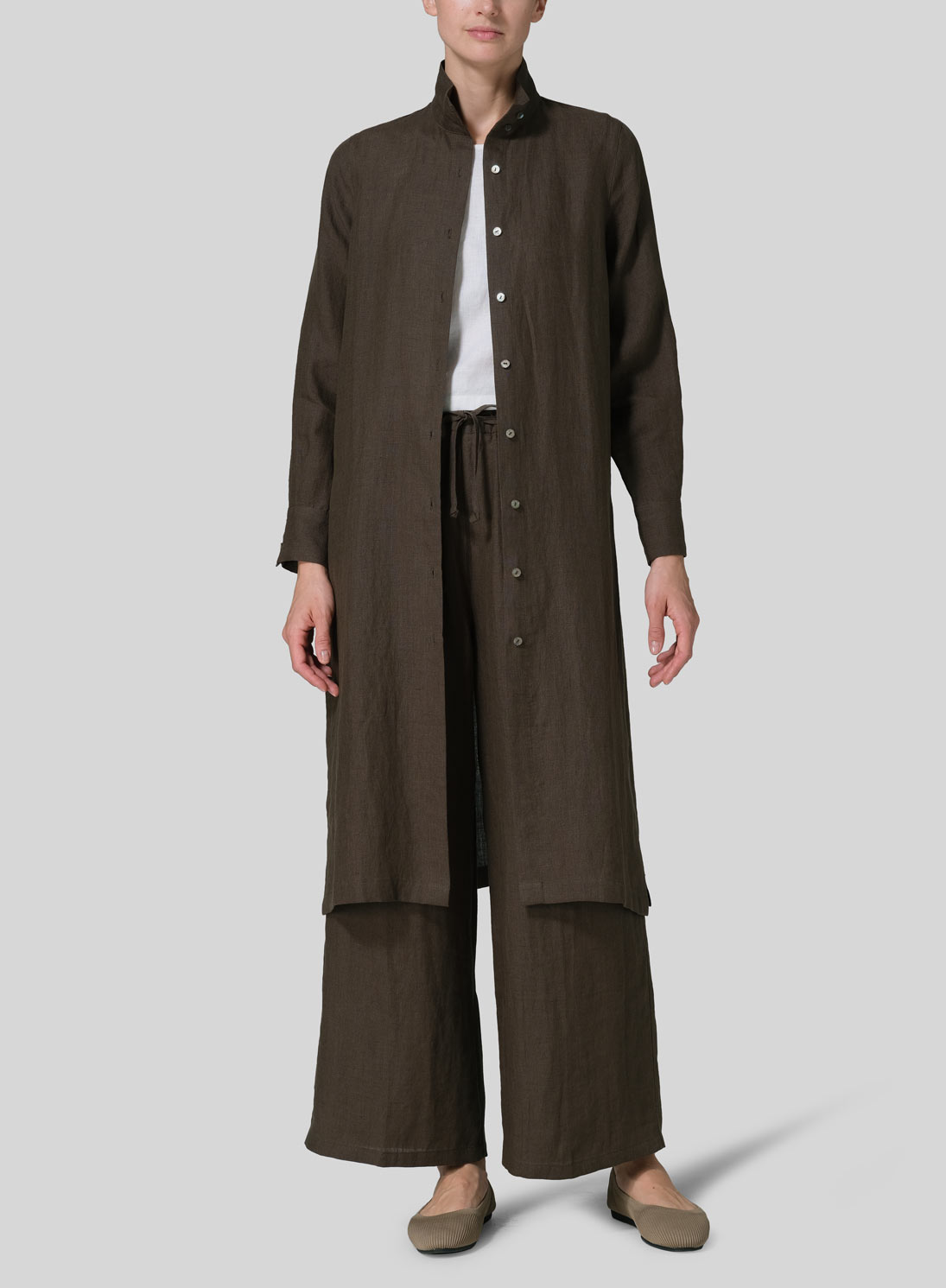 Linen Straight Elastic Long Pants