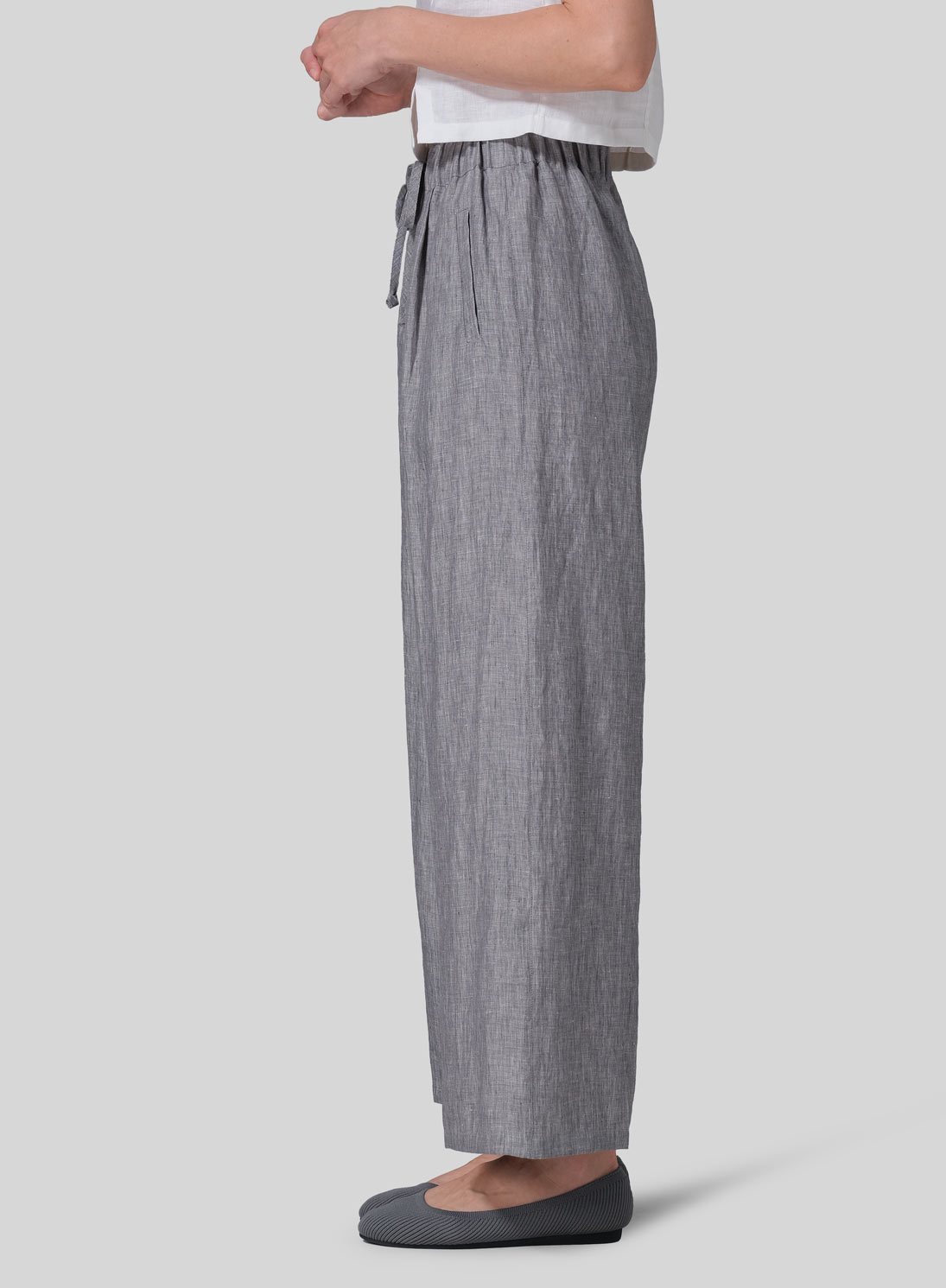 Linen Straight Elastic Long Pants