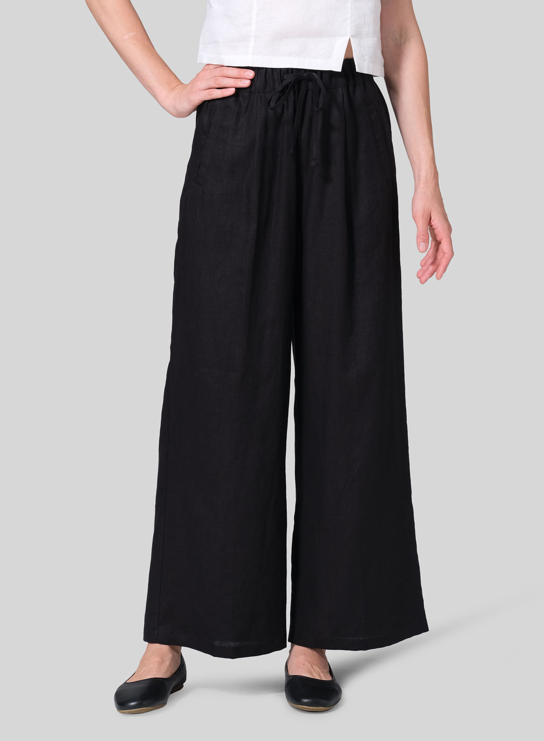 Linen Straight Elastic Long Pants