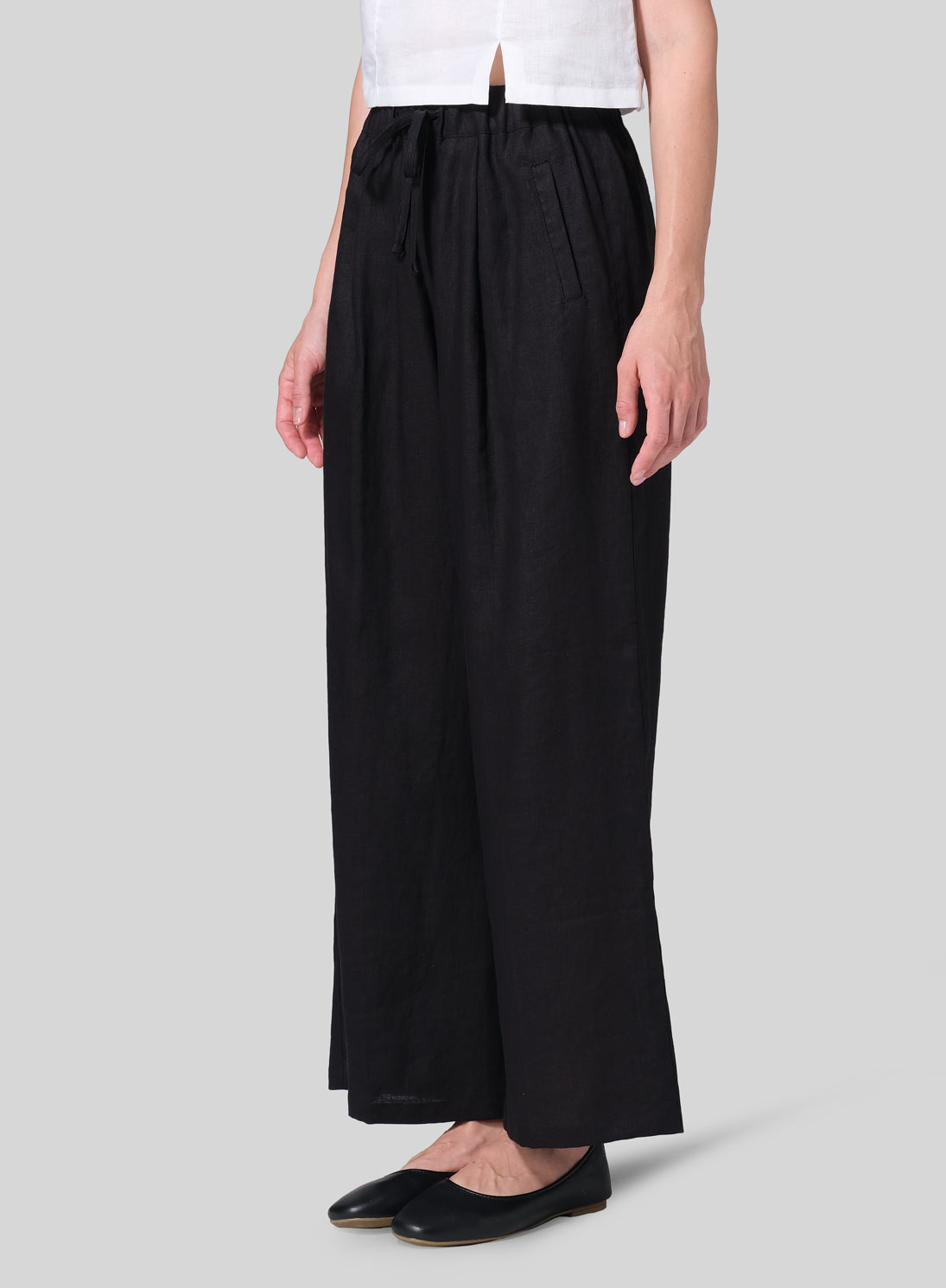 Linen Straight Elastic Long Pants