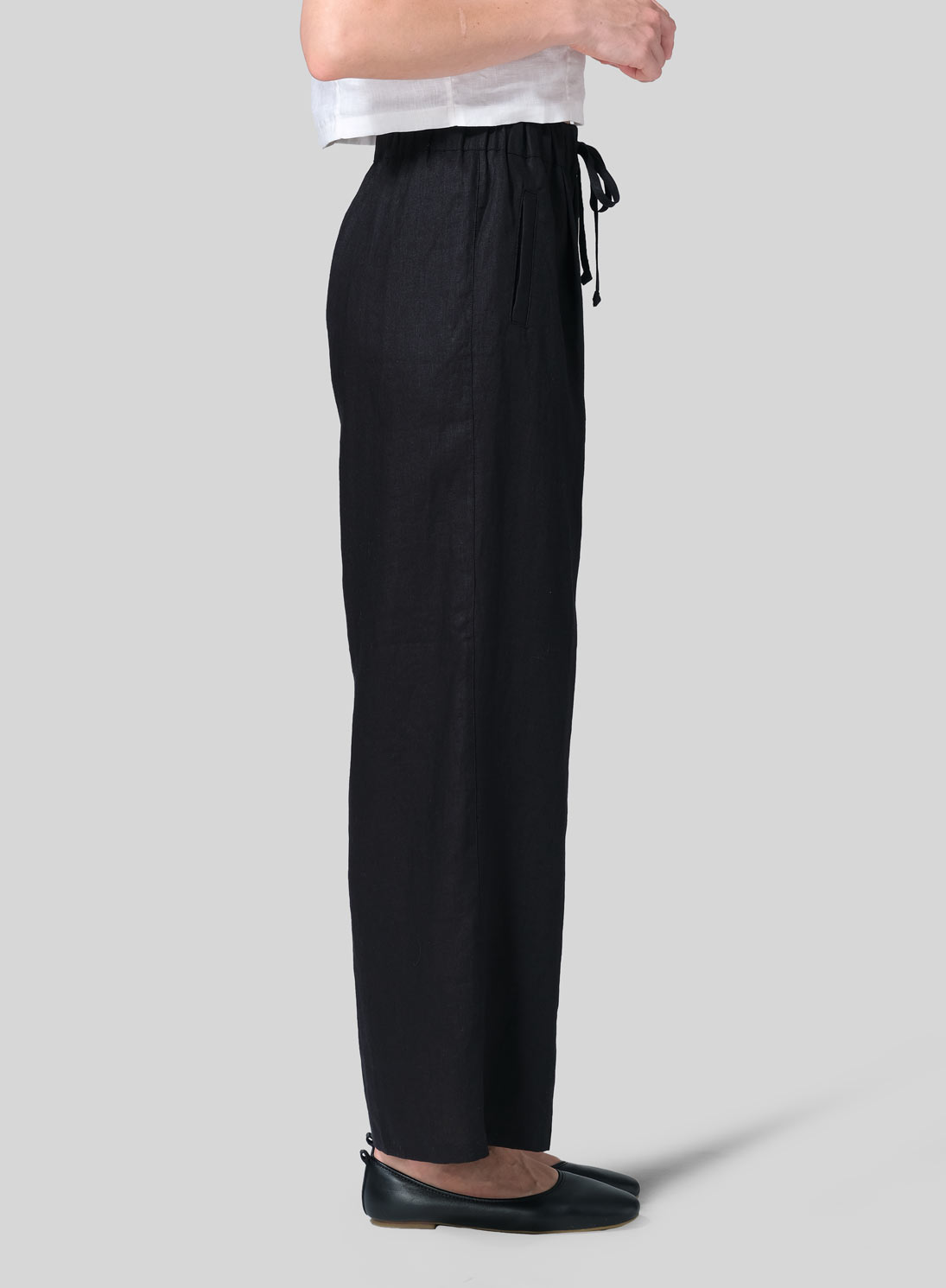 Linen Straight Elastic Long Pants