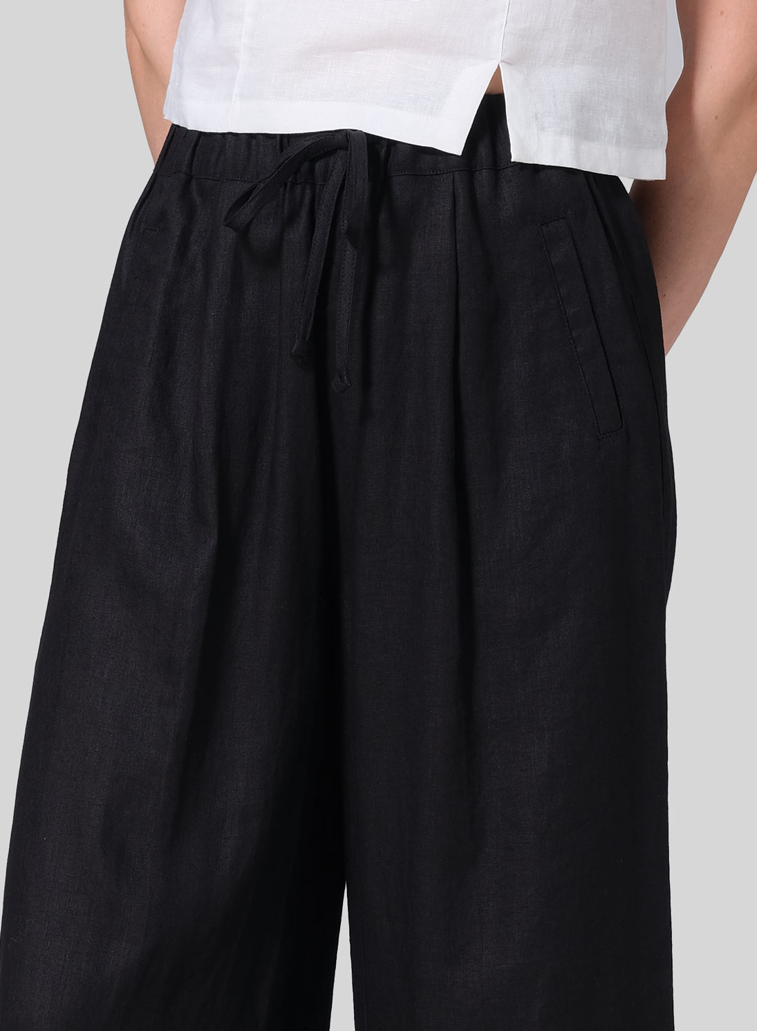 Linen Straight Elastic Long Pants