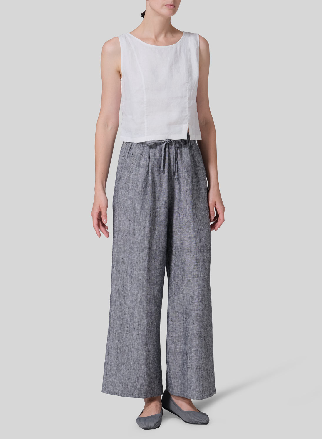 Linen Straight Elastic Long Pants