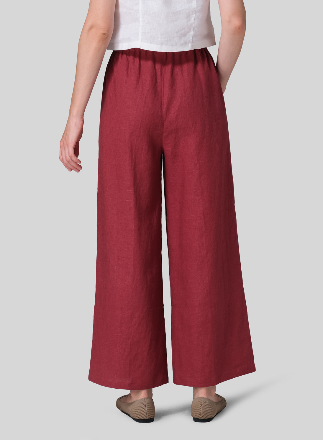 Linen Straight Elastic Long Pants