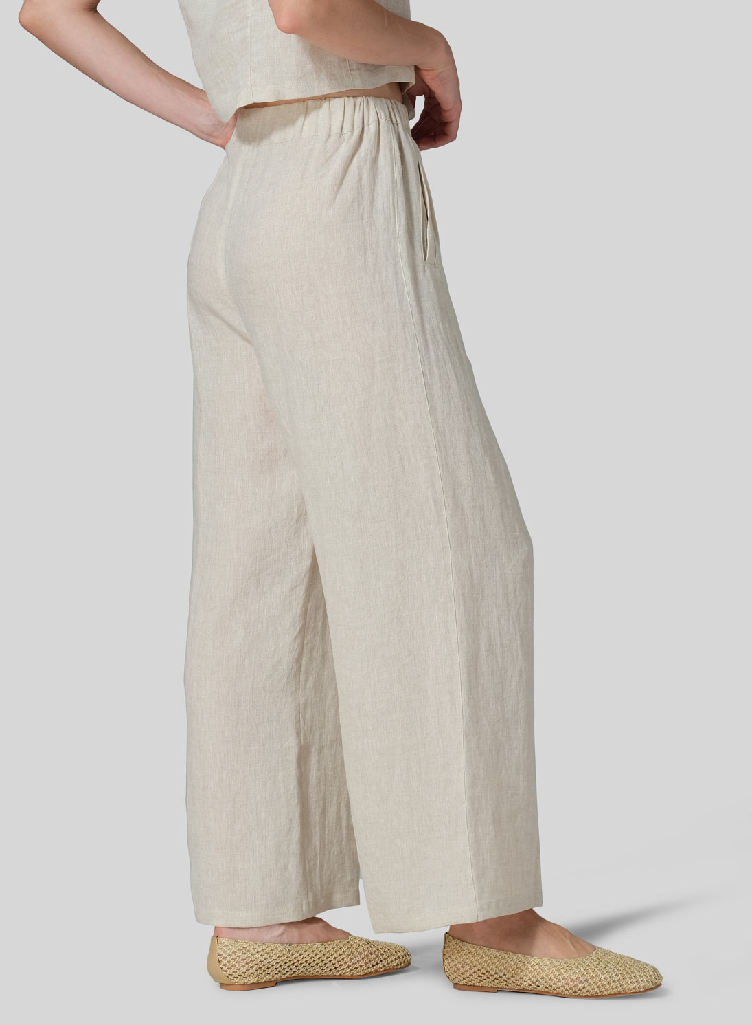 Linen Straight Elastic Long Pants