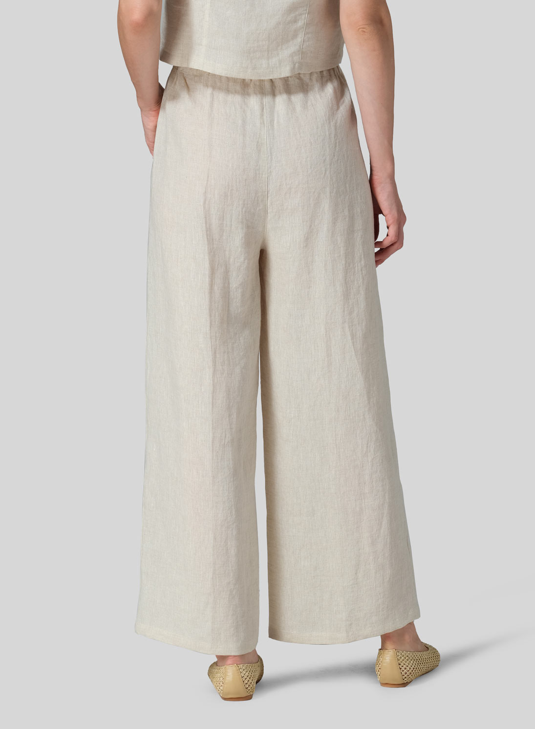 Linen Straight Elastic Long Pants