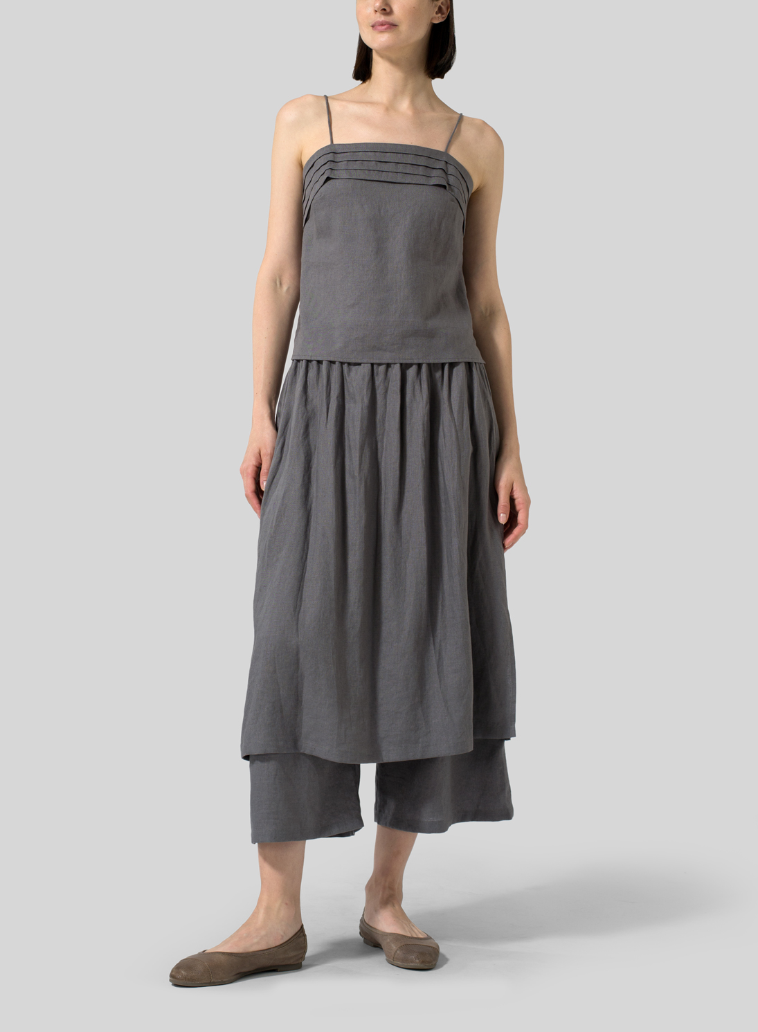 Linen Two-layer Long Culottes