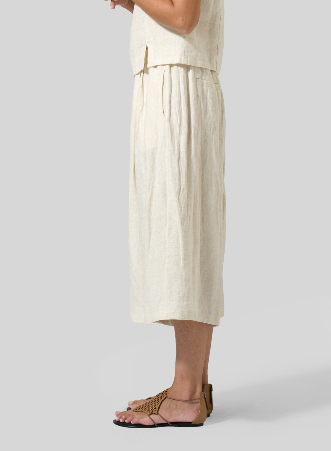 Linen Wide Leg Crop Capri