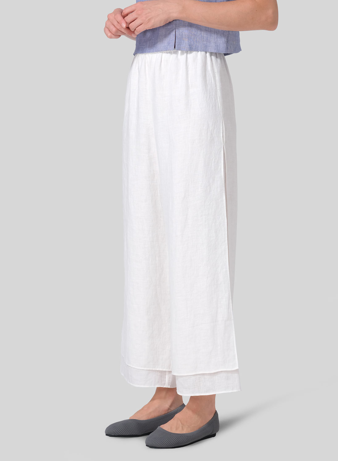 Linen Double Layer Ankle Length Pants