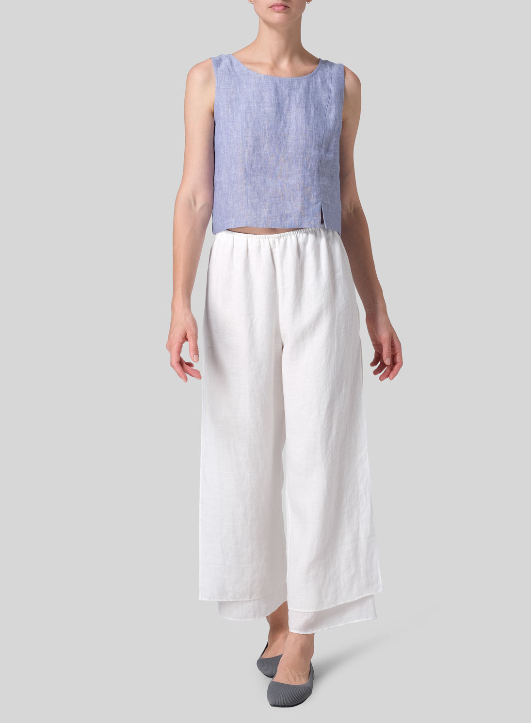 Linen Double Layer Ankle Length Pants