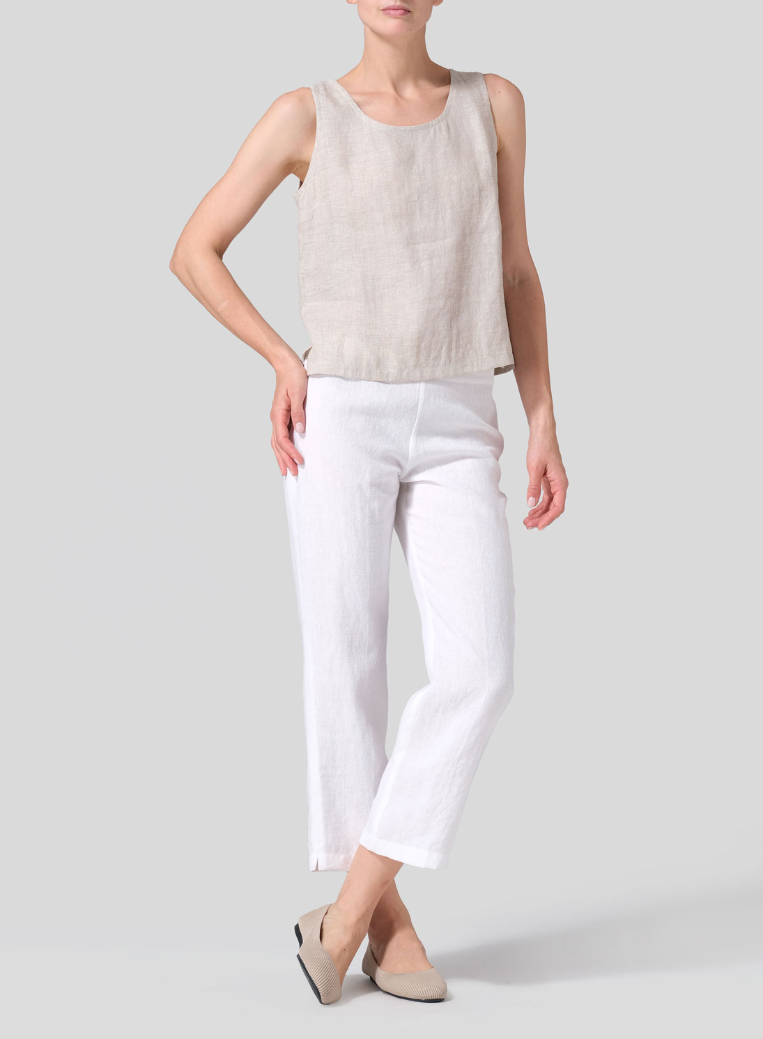 Linen Slim Cropped Length Pants