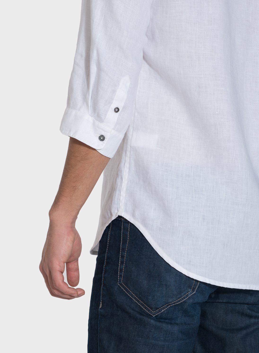 Three Quarter Sleeve Linen Men Shirt 