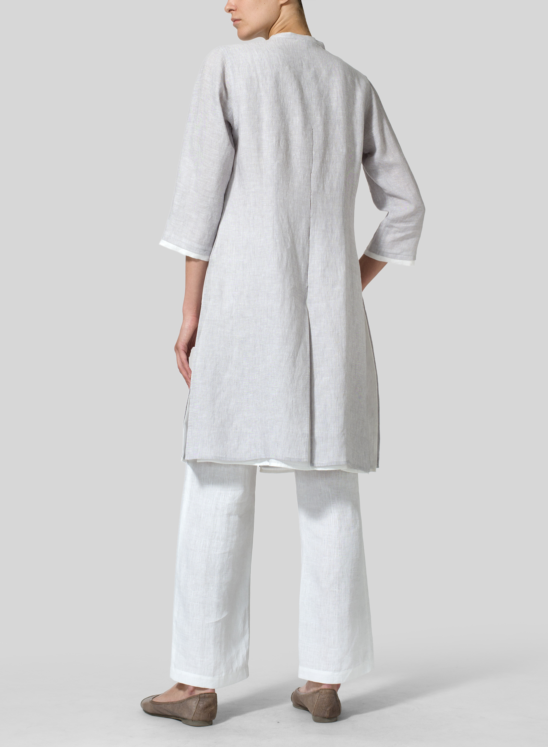 Linen Double Layers Long Top Set