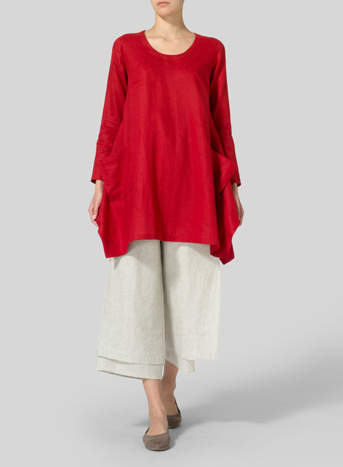 red linen tops