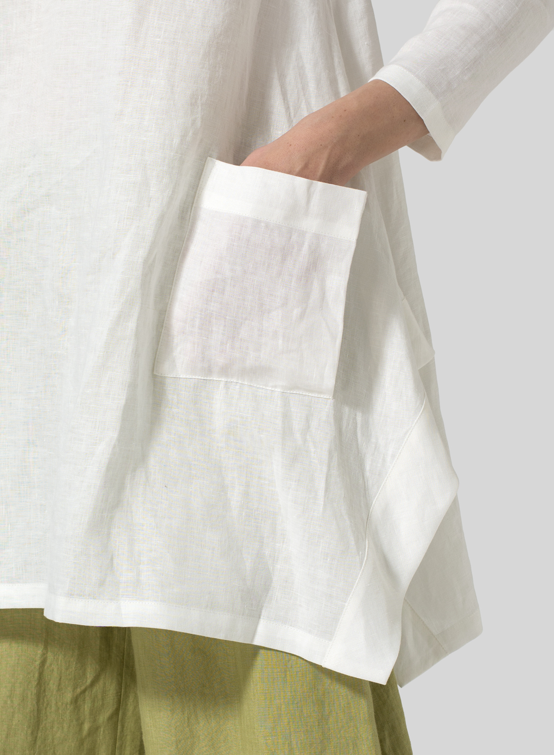 White Linen Long Sleeve Top Set