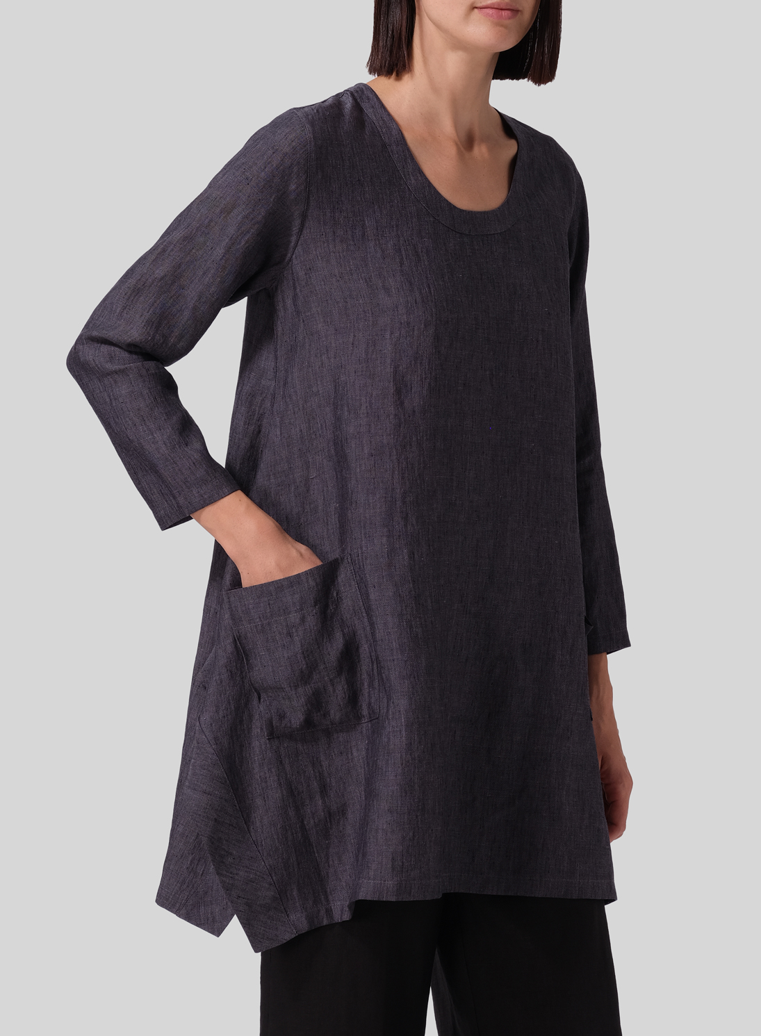 Linen Long Sleeve Top - Plus Size