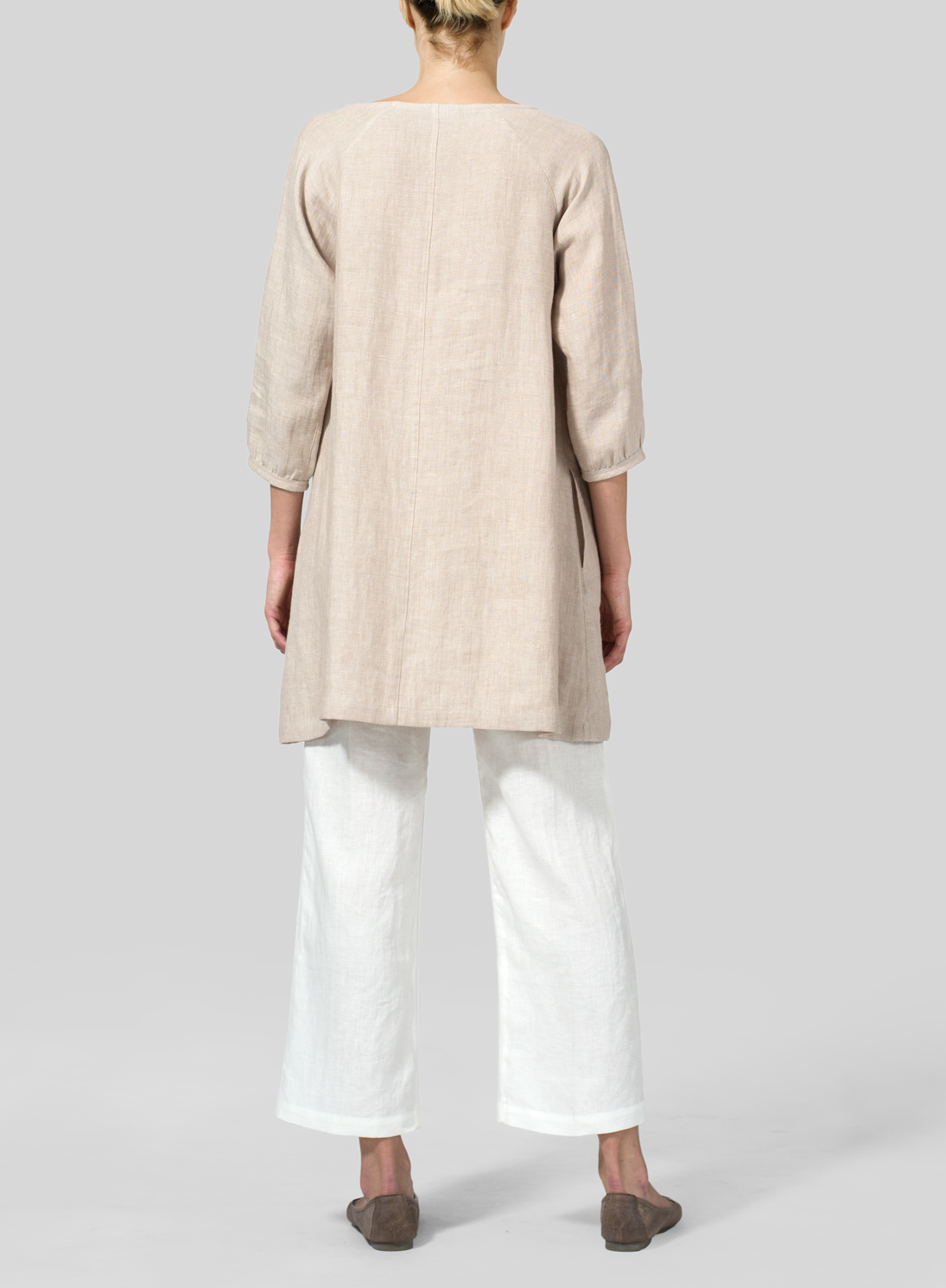 Twill Weave Linen Elbow Sleeve Tunic