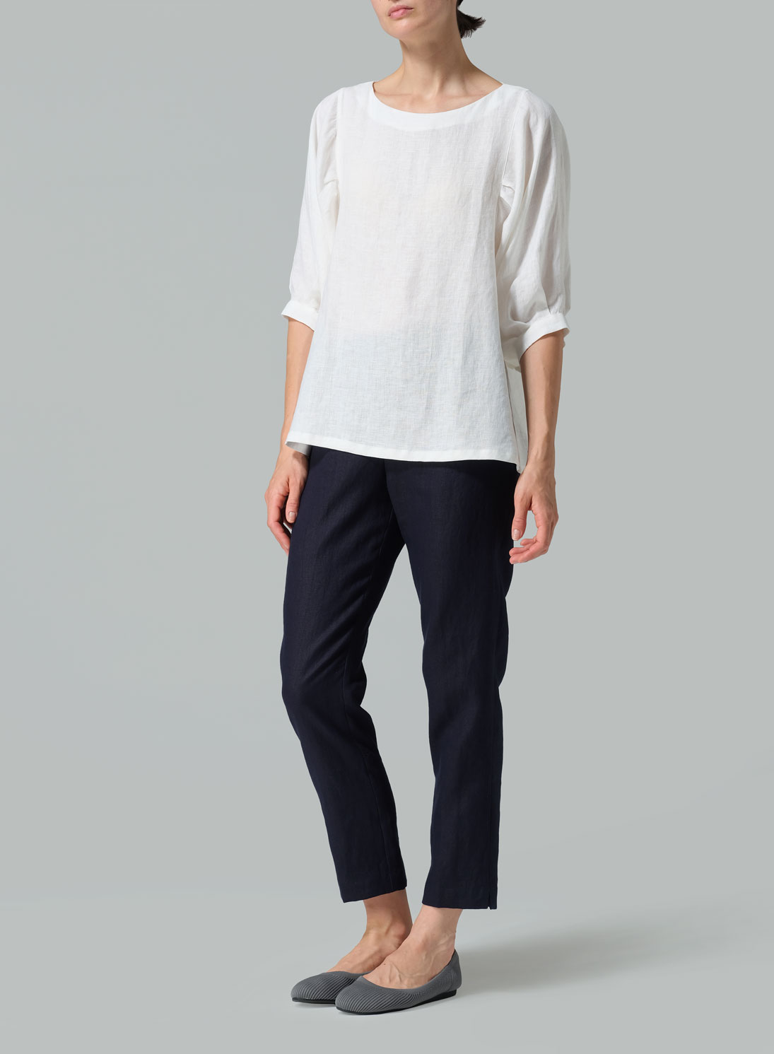 Linen Pleated Sleeve Top