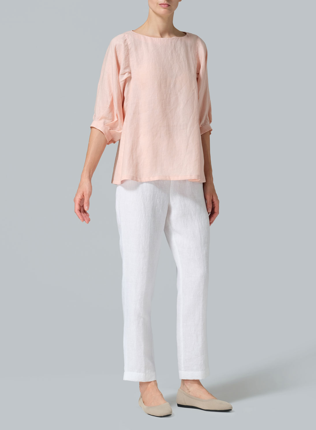 Linen Pleated Sleeve Top