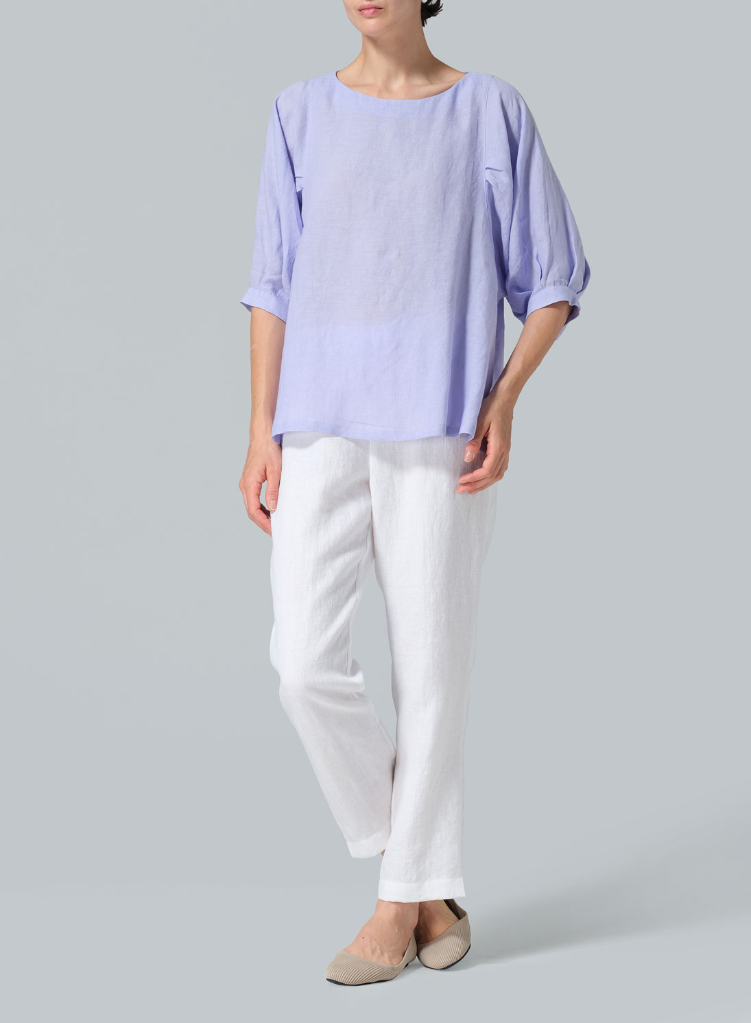 Linen Pleated Sleeve Top