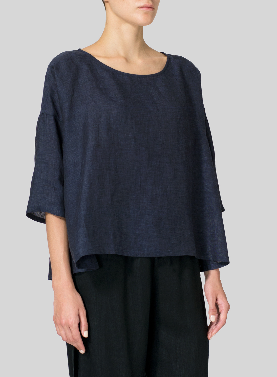 Linen Dropped Shoulder Long Top