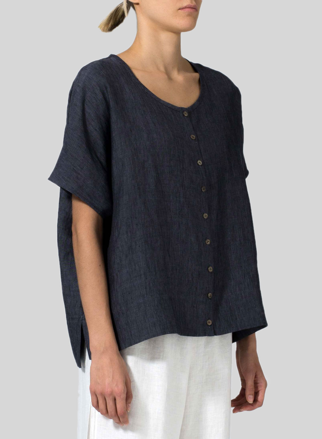 Linen Wide S/Sleeve Blouse